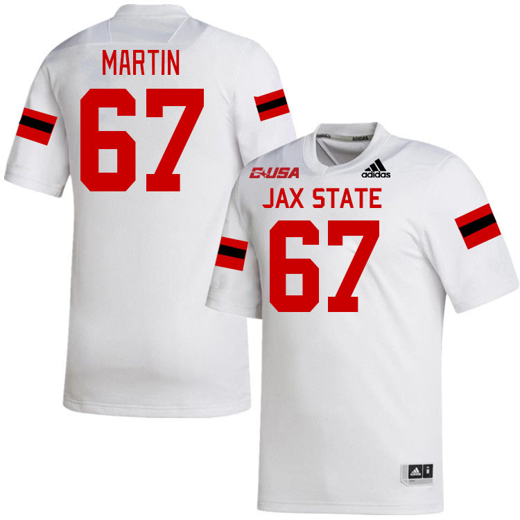 #67 Shaun Martin Jacksonville State Gamecocks College Football Jerseys Stitched-White